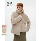 BLUE 羽绒服外套女B246JF007 立领保暖白鸭绒中长款 ERDOS 冬季