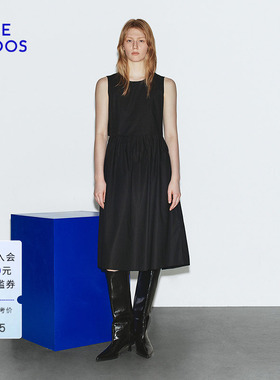 【100%棉】BLUE ERDOS 夏季简约时尚圆领无袖A字连衣裙B245I3030