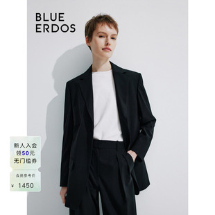 简约通勤一粒扣绵羊毛西装 女外套B245J1009 ERDOS春季 BLUE