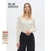 女B246A0059 ERDOS秋冬方领针织套衫 100%山羊绒 BLUE