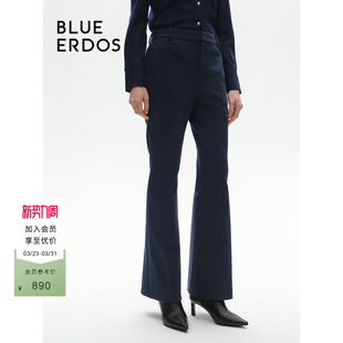 BLUE 女B246F4011 ERDOS气质美利奴羊毛混纺喇叭裤