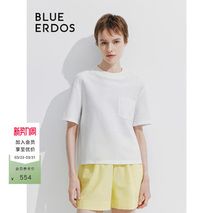 简约舒适纯棉宽松圆领T恤上衣B545H1004 女装 BLUE ERDOS
