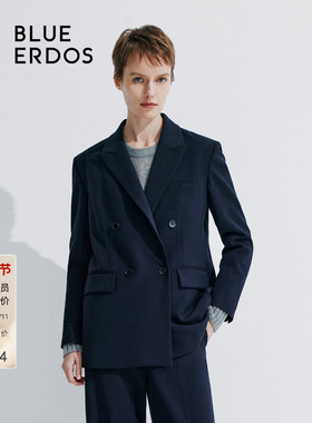 BLUE ERDOS简约通勤戗驳领双排扣西装女外套B245J1016
