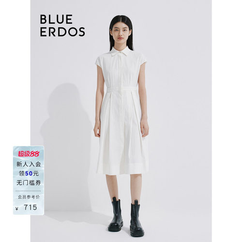 blueerdos落肩袖中长款连衣裙