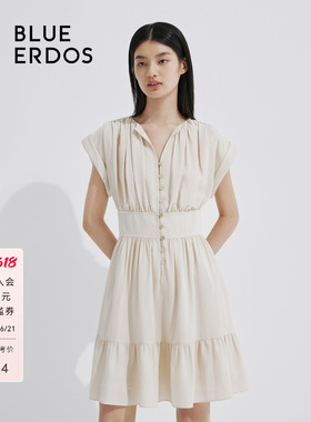 【真丝】BLUE ERDOS100%桑蚕丝V领连衣裙B245I2007