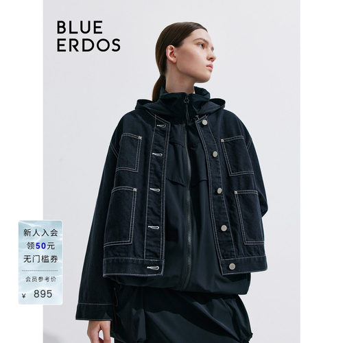 blueerdos宽松箱型牛仔外套
