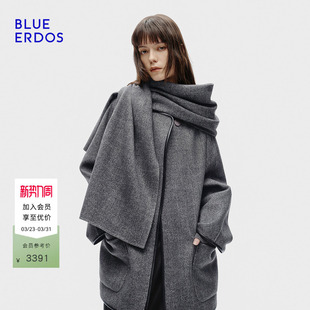 简约通勤羊毛混纺双面呢女大衣B256K5003 新品 BLUE ERDOS春季