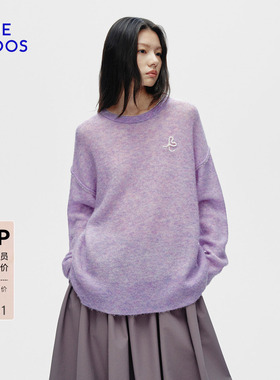 BLUE ERDOS 春季新慵懒风羊驼毛混纺宽松圆领落肩套衫B556D0003