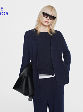BLUE ERDOS2026早春新品高智感百搭羊毛羊绒西装款刺绣针织开衫女