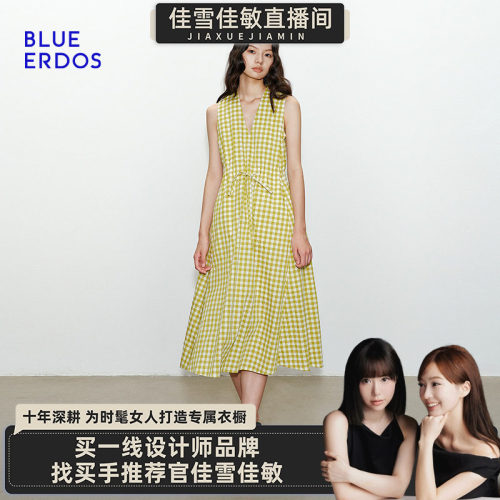 【佳雪佳敏直播精选】BLUE ERDOS26夏新品气质V领无袖连衣裙女
