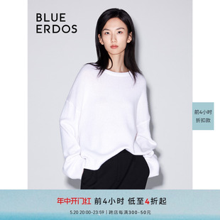 女 BLUE ERDOS秋冬通勤羊毛混纺舒适宽松圆领针织衫