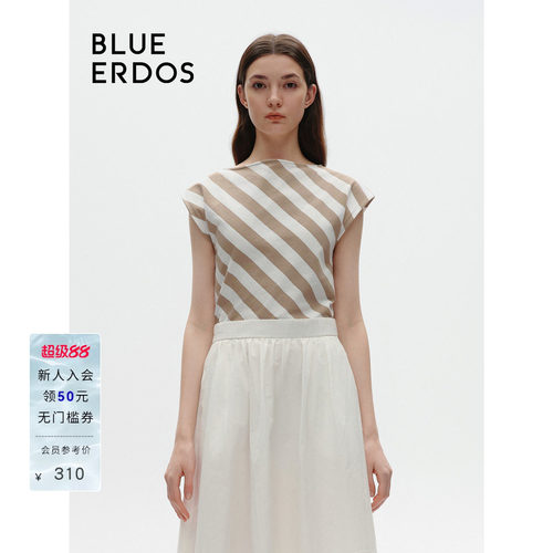 blueerdos一字领舒适纯棉上衣