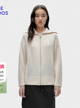 BLUE ERDOS春季新品简约百搭羊毛羊绒樽领刺绣女开衫B256A1034