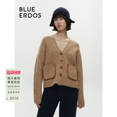 ERDOS慵懒V领针织开衫 BLUE B246A1011 100%山羊绒