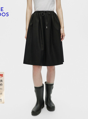 BLUE ERDOS冬季新品摩登率性黑色抽绳系带半裙女B256M0023