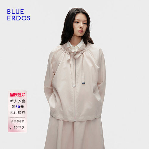 BLUE ERDOS 秋季高智浪漫雅致花苞领下摆抽绳宽松外套B256J2002