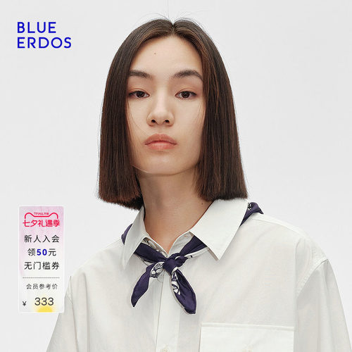 七夕礼赠BLUE ERDOS春真丝海洋印花丝巾方巾B255S0005