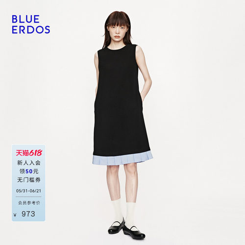 BLUE ERDOS2026夏季新品连衣裙简约时尚松弛感后背蝴蝶结短裙
