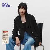 BLUE 简约通勤羊毛羊绒黑色毛呢大衣外套女 新品 ERDOS 冬季