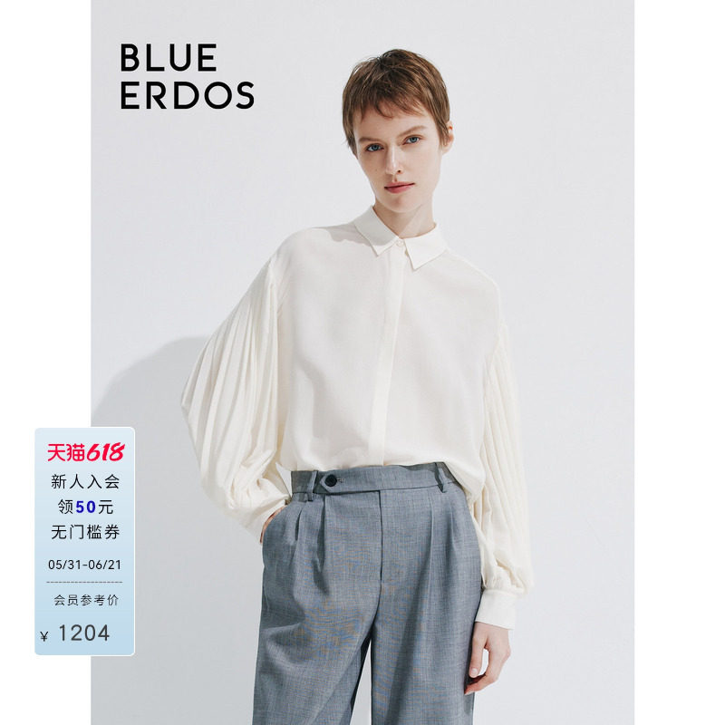 【桑蚕丝】BLUE ERDOS气质宫廷袖衬衫上衣B245HB007