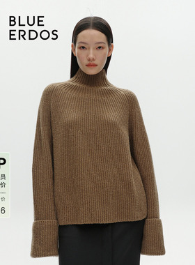 BLUE ERDOS美拉德羊毛羊绒高领针织套衫B246A0015