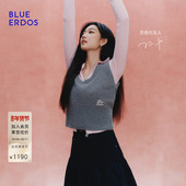 100%山羊绒U型领刺绣女背心 ERDOS26早春新品 孙千同款 BLUE