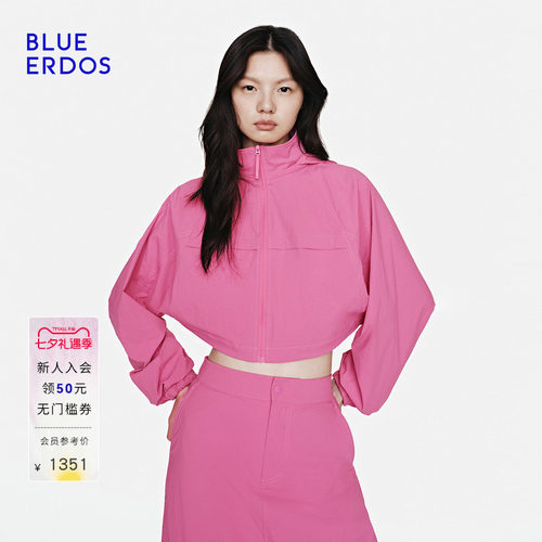 BLUE ERDOS2026秋季休闲百搭挺阔设计感连帽立领短外套女