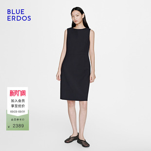 简约无袖 ERDOS26早春新品 BLUE 连衣裙女B2265I067 100%绵羊毛