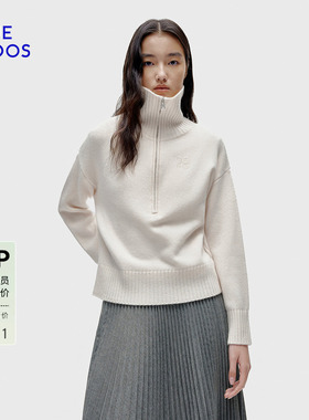 BLUE ERDOS春季新品简约百搭羊毛羊绒翻领刺绣针织衫B256A0067