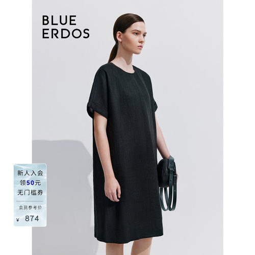 blueerdos100%亚麻连衣裙