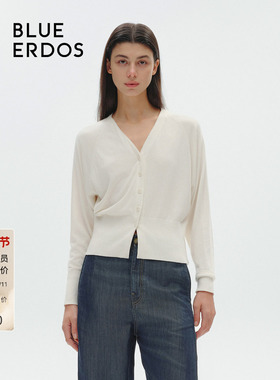 【桑蚕丝】BLUE ERDOS冬季V领插肩袖针织开衫女B246D1001
