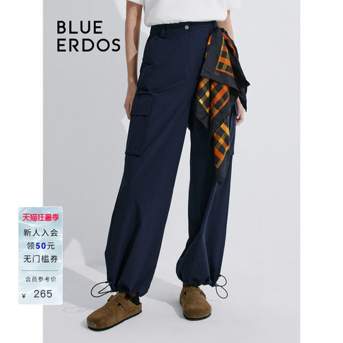 【真丝】BLUE ERDOS100%桑蚕丝黑橙格纹方巾B245S0002