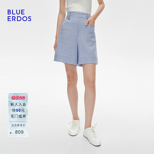 BLUE ERDOS春季100%亚麻欧若风直筒五分裤B255M5006