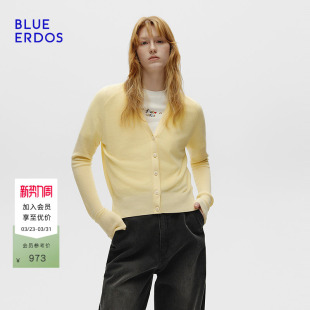 ERDOS 针织开衫 春季 短款 B256D1001 新气质简约奶黄色插肩袖 BLUE