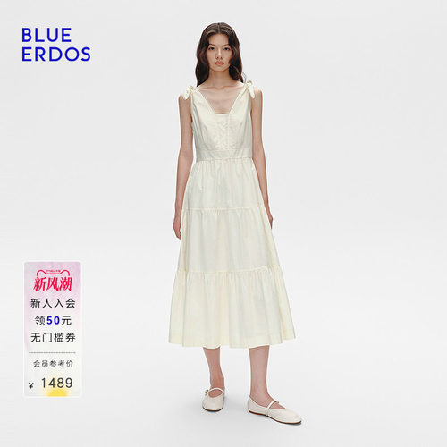 BLUE ERDOS夏季气质优雅棉丝混纺无袖吊带连衣裙B255I3003