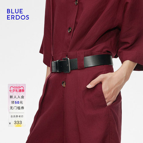 BLUE ERDOS春季配饰单圈金属扣牛皮革皮带腰带女B255TB003