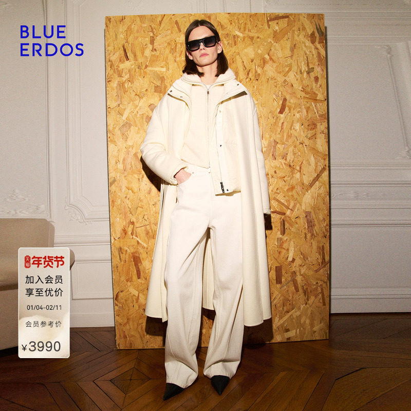 【100%绵羊毛】BLUE ERDOS冬季新品高智感羊毛系带长款大衣外套,女装/女士精品,毛呢外套,淘宝优惠券,粉丝福利购,淘宝优惠卷