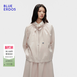 新品 春季 浪漫雅致花苞领下摆抽绳宽松外套B256J2002 ERDOS BLUE