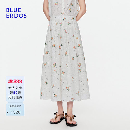 BLUE ERDOS2026夏季新品温柔百搭棉混纺俏皮复古波点印花半裙女