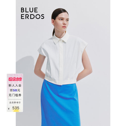blueerdos无袖短款衬衫式上衣