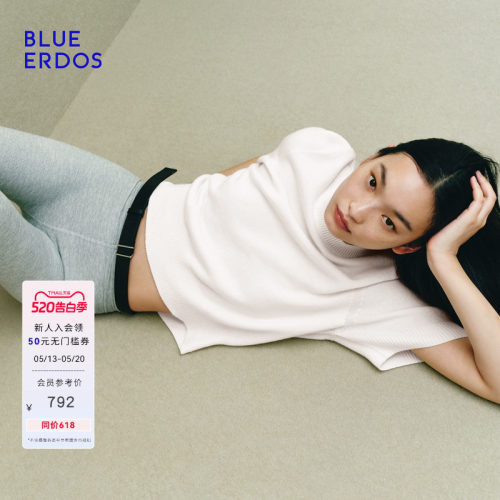 【零感羊绒】BLUE ERDOS春季松弛感羊毛羊绒圆领宽松短袖针织衫