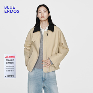 BLUE ERDOS 早春新品率性巴恩风撞色立领宽松夹克外套女