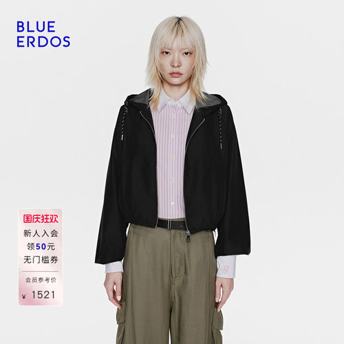 BLUE ERDOS26秋季休闲百搭连帽廓形抽绳短款外套B2265J021