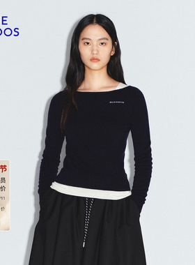 BLUE ERDOS 冬季新时尚简约logo刺绣一字领女针织衫B2256A005