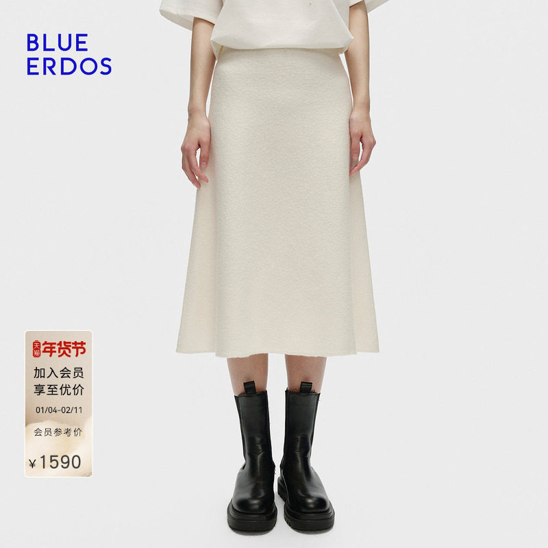 【设计师系列】BLUE ERDOS冬季新品100%绵羊毛垂感气质A字半裙,女装/女士精品,半身裙,淘宝优惠券,粉丝福利购,淘宝优惠卷