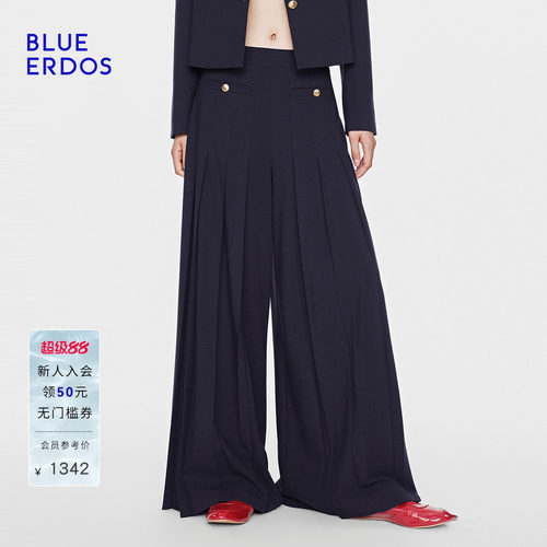BLUE ERDOS26春季新品都市通勤羊毛混纺阔腿裤女裤B2265M092