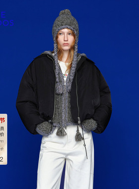 BLUE ERDOS冬季新酷感百搭黑色下摆抽绳羽绒夹克外套B256JF001