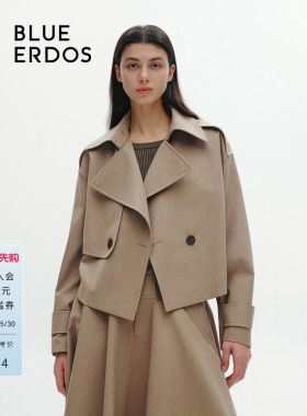 BLUE ERDOS通勤简约大翻领短款风衣外套B246J4005