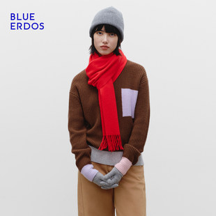 【胡可推荐】BLUE ERDOS冬季新品100%山羊绒复古百搭纯色围巾