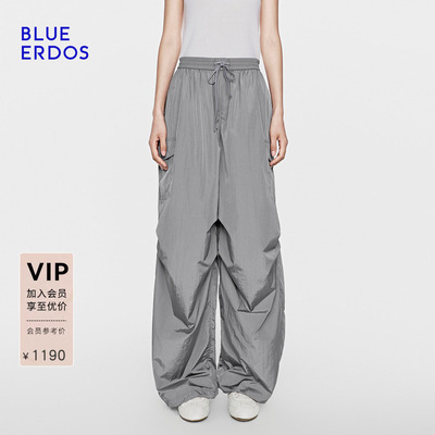 BLUE ERDOS26早春新品通勤百搭尼龙微皱休闲防晒阔腿裤B2265M115